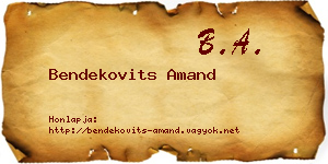 Bendekovits Amand névjegykártya